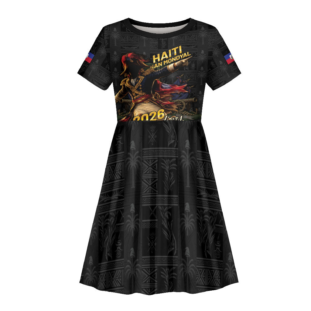 Custom Haiti Football 2026 Kid Short Sleeve Dress Haiti Nan Mondyal