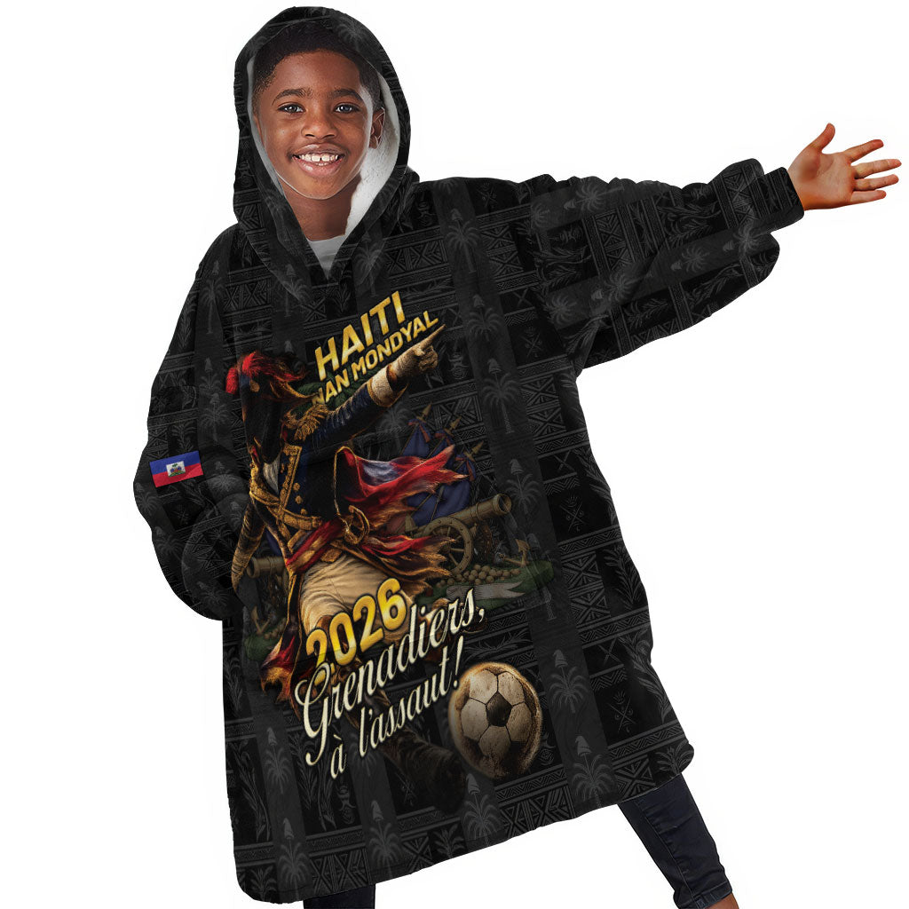Custom Haiti Football 2026 Kid Wearable Blanket Hoodie Haiti Nan Mondyal