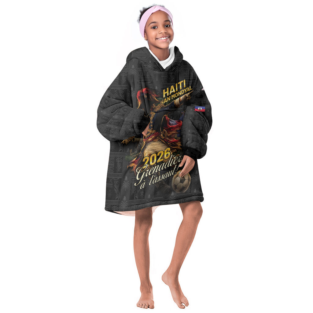 Custom Haiti Football 2026 Kid Wearable Blanket Hoodie Haiti Nan Mondyal