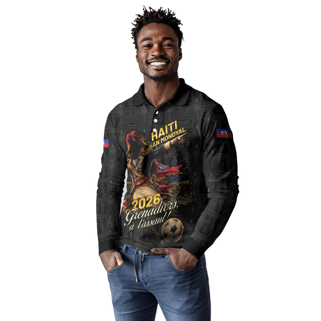Custom Haiti Football 2026 Long Sleeve Polo Shirt Haiti Nan Mondyal