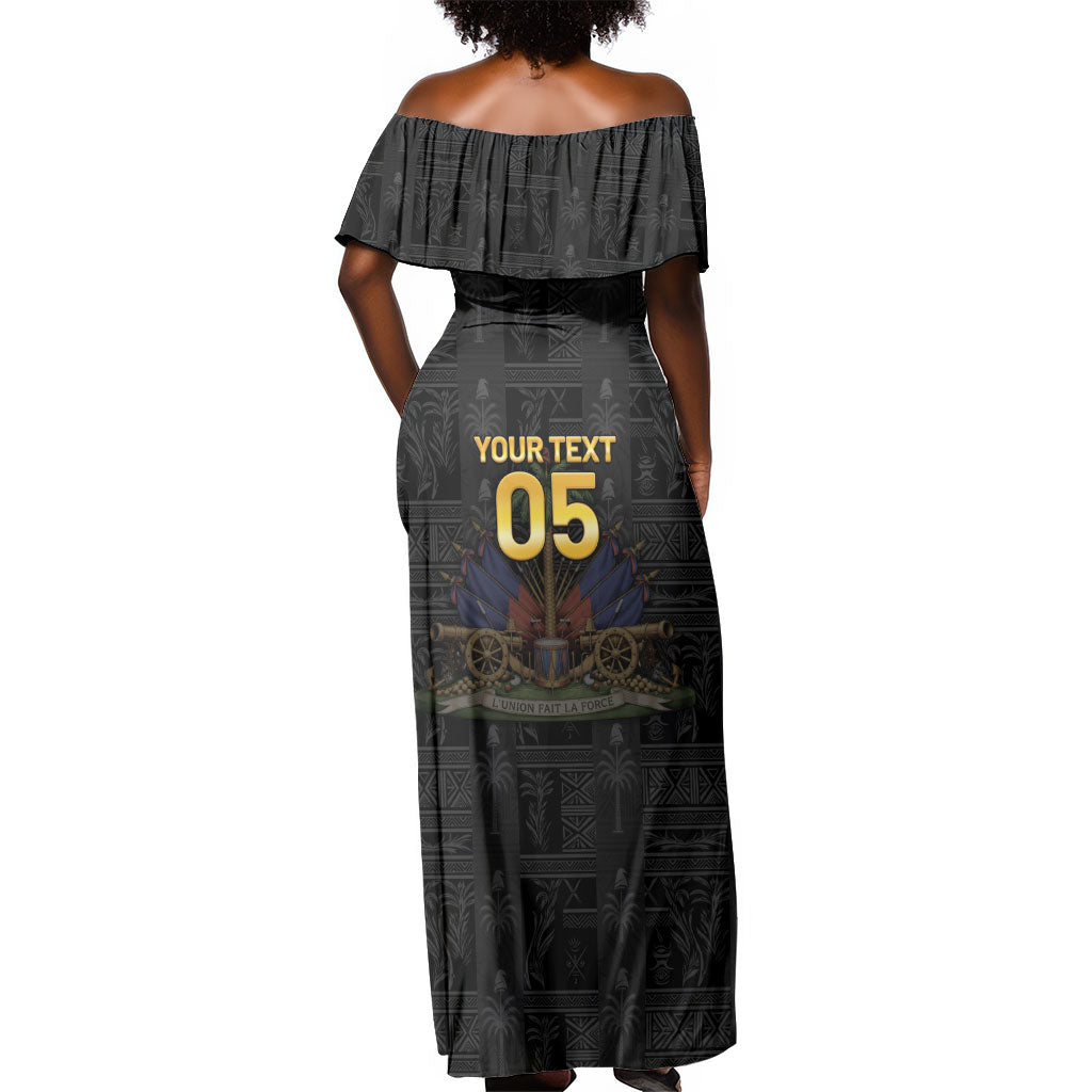 Custom Haiti Football 2026 Off Shoulder Maxi Dress Haiti Nan Mondyal