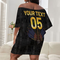 Custom Haiti Football 2026 Off Shoulder Short Dress Haiti Nan Mondyal