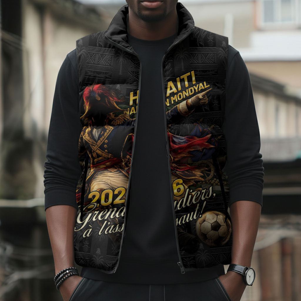 Custom Haiti Football 2026 Sleeveless Puffer Jacket Haiti Nan Mondyal