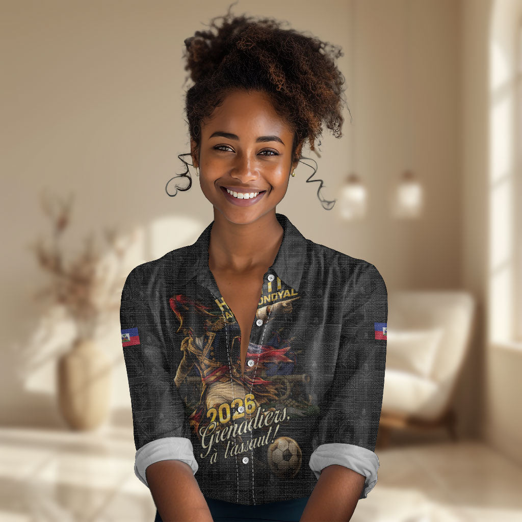 Custom Haiti Football 2026 Women Casual Shirt Haiti Nan Mondyal