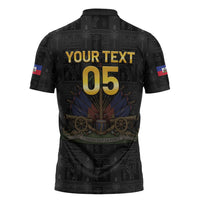 Custom Haiti Football 2026 Zipper Polo Shirt Haiti Nan Mondyal