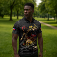 Custom Haiti Football 2026 Zipper Polo Shirt Haiti Nan Mondyal