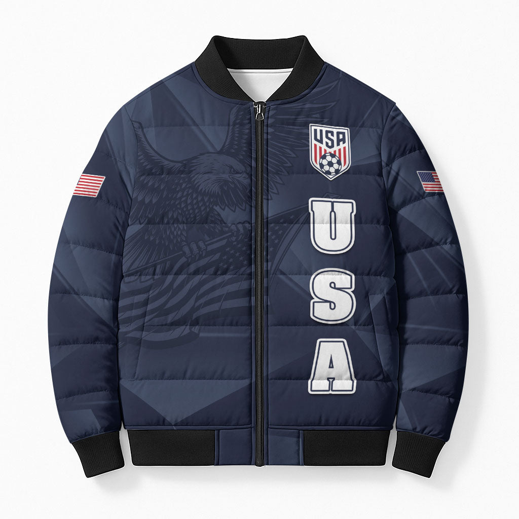 Custom United States Soccer 2026 Bomber Puffer Jacket USA Eagle Simple Style