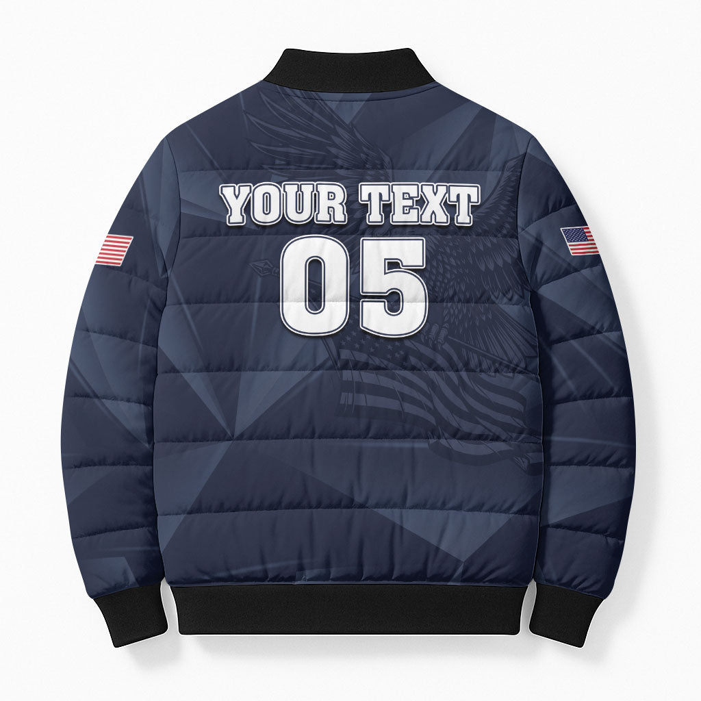 Custom United States Soccer 2026 Bomber Puffer Jacket USA Eagle Simple Style