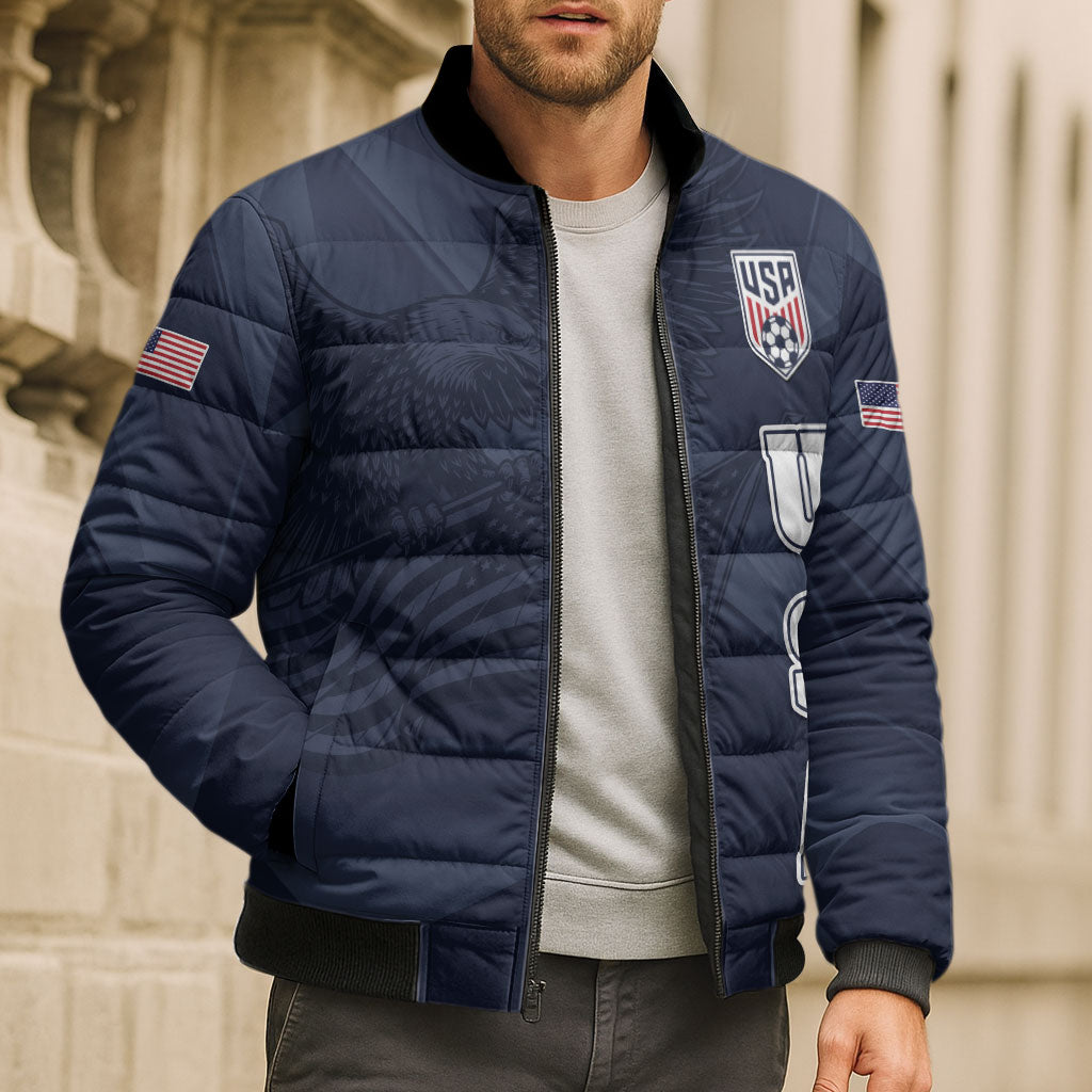 Custom United States Soccer 2026 Bomber Puffer Jacket USA Eagle Simple Style