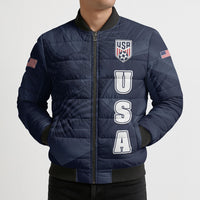 Custom United States Soccer 2026 Bomber Puffer Jacket USA Eagle Simple Style