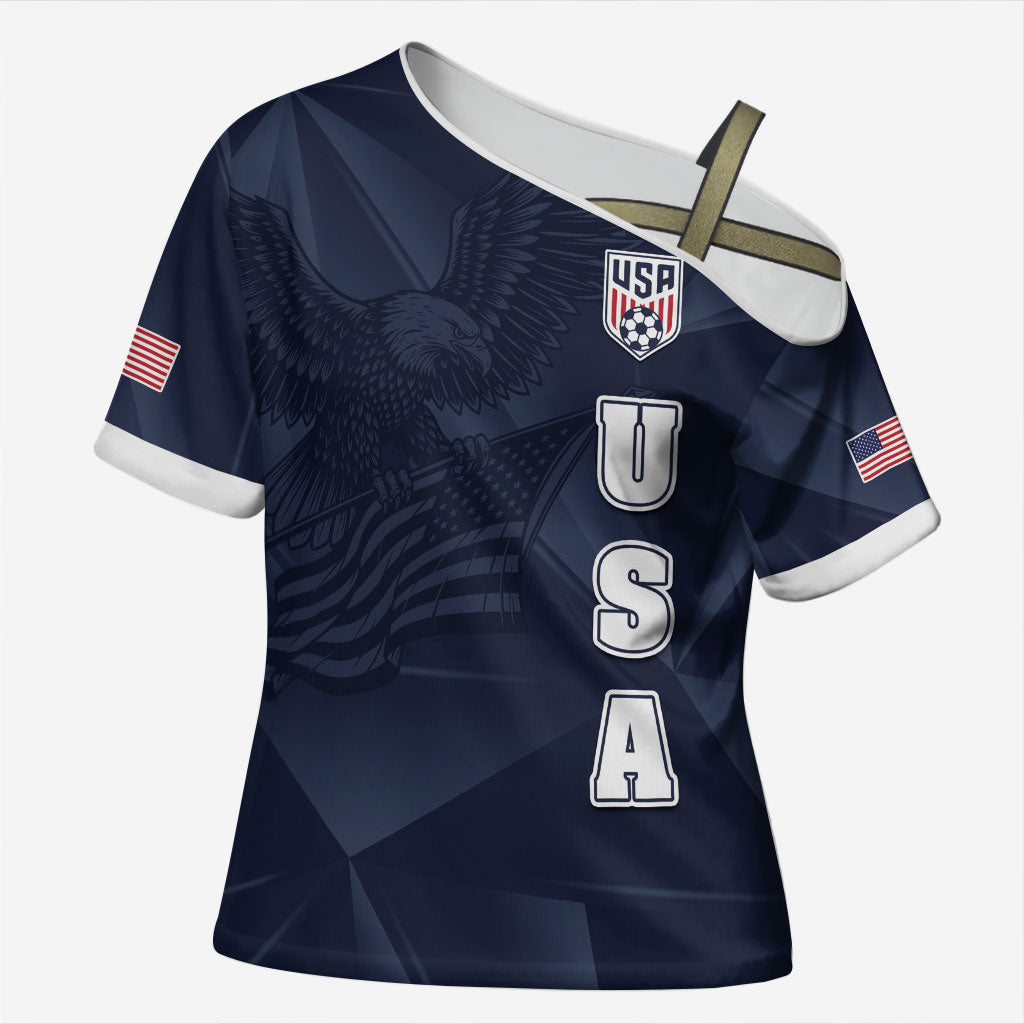 Custom United States Soccer 2026 Cross Shoulder Shirt USA Eagle Simple Style