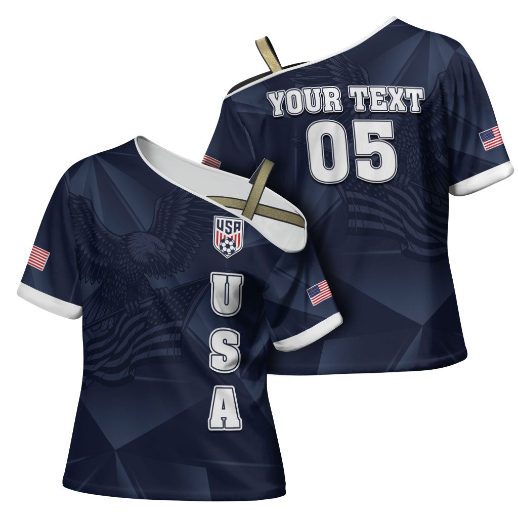 Custom United States Soccer 2026 Cross Shoulder Shirt USA Eagle Simple Style