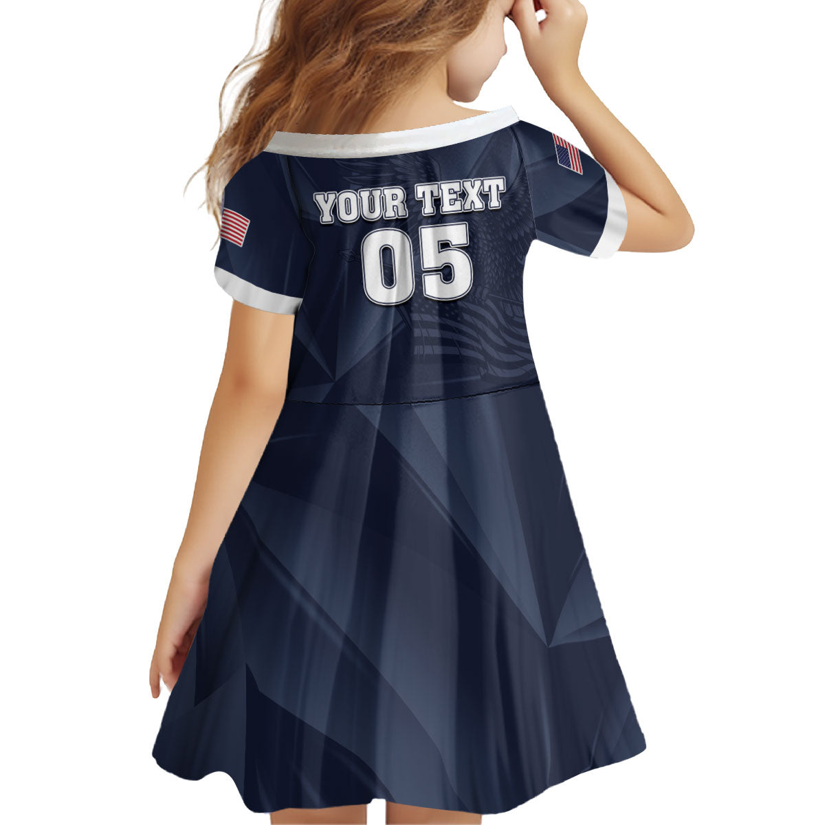 Custom United States Soccer 2026 Kid Short Sleeve Dress USA Eagle Simple Style