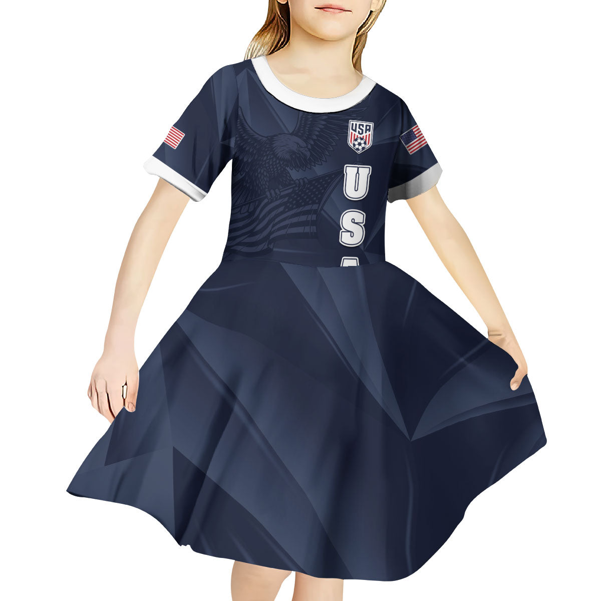 Custom United States Soccer 2026 Kid Short Sleeve Dress USA Eagle Simple Style