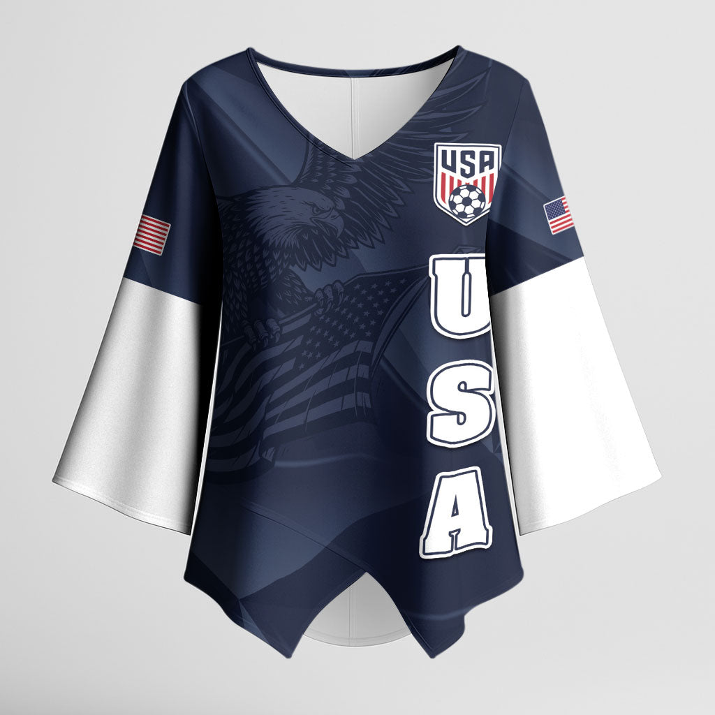 Custom United States Soccer 2026 Kimono Sleeve Blouse USA Eagle Simple Style