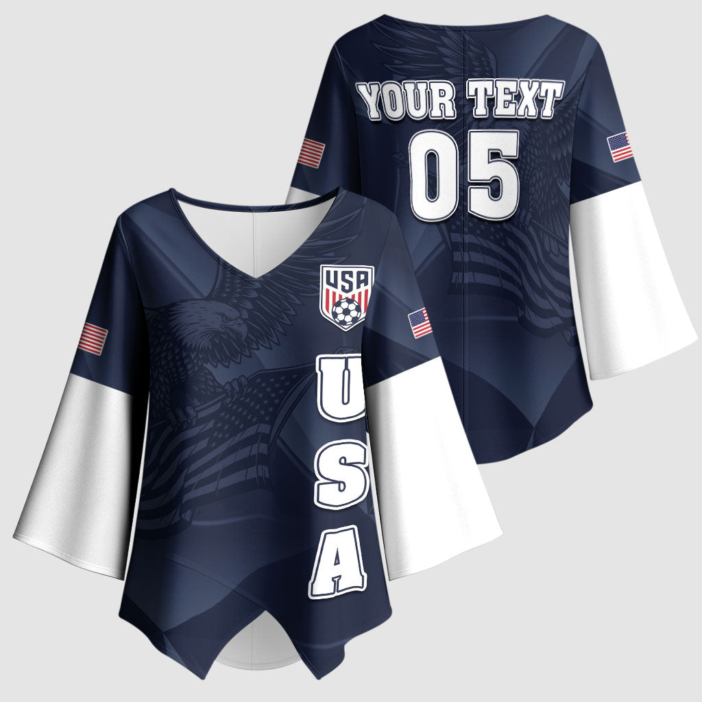 Custom United States Soccer 2026 Kimono Sleeve Blouse USA Eagle Simple Style