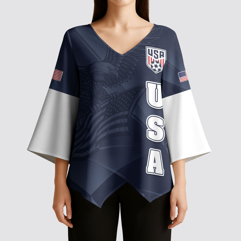 Custom United States Soccer 2026 Kimono Sleeve Blouse USA Eagle Simple Style