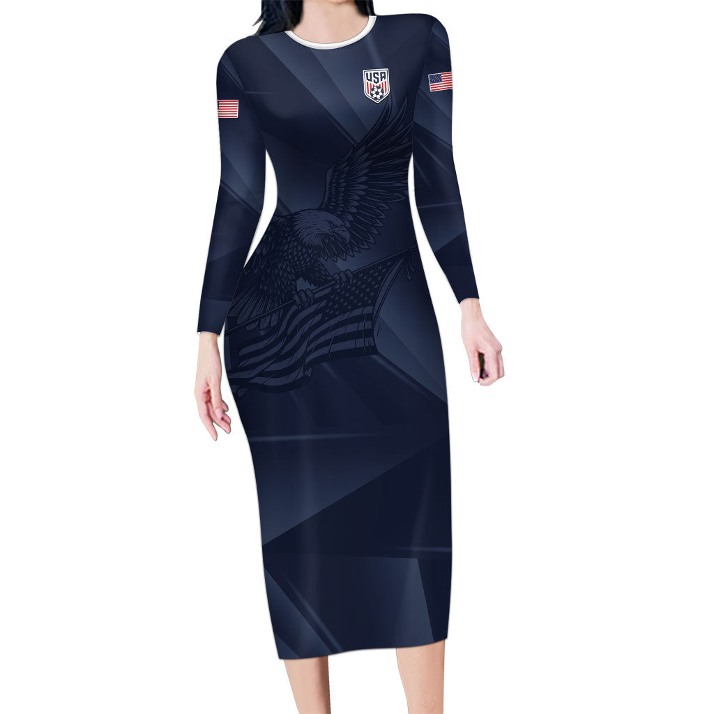 Custom United States Soccer 2026 Long Sleeve Bodycon Dress USA Eagle Simple Style
