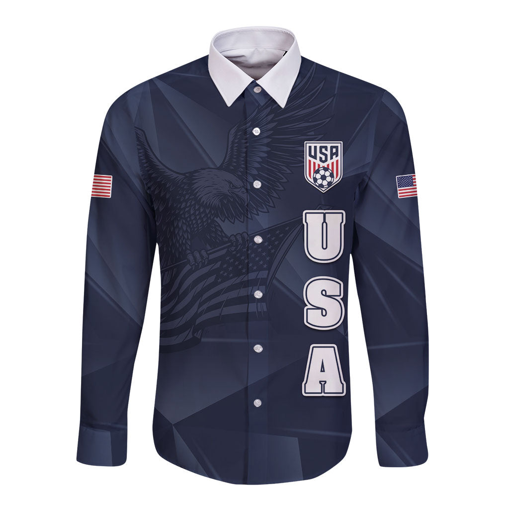 Custom United States Soccer 2026 Long Sleeve Button Shirt USA Eagle Simple Style
