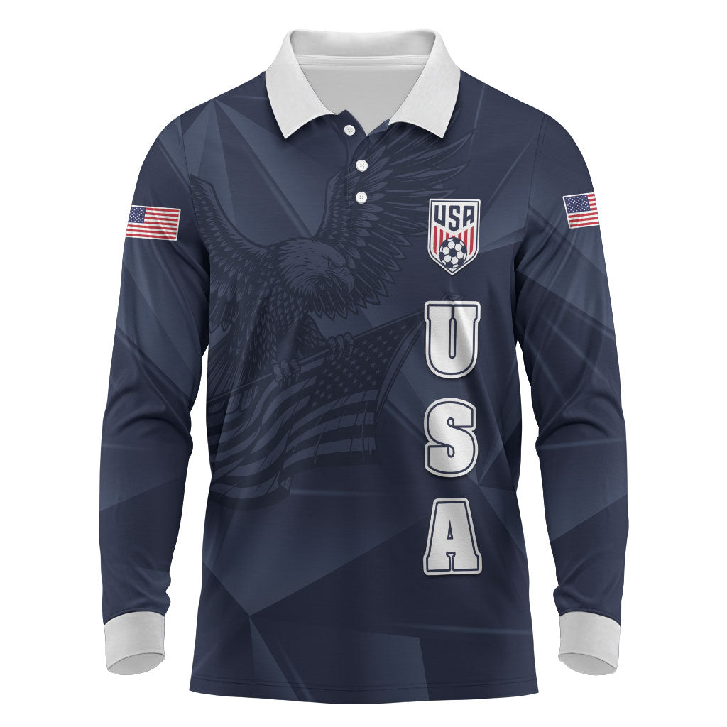 Custom United States Soccer 2026 Long Sleeve Polo Shirt USA Eagle Simple Style