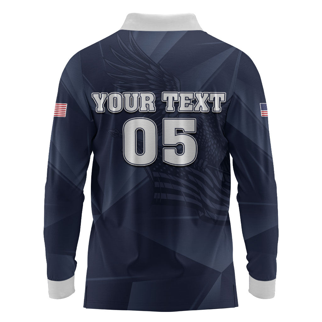 Custom United States Soccer 2026 Long Sleeve Polo Shirt USA Eagle Simple Style
