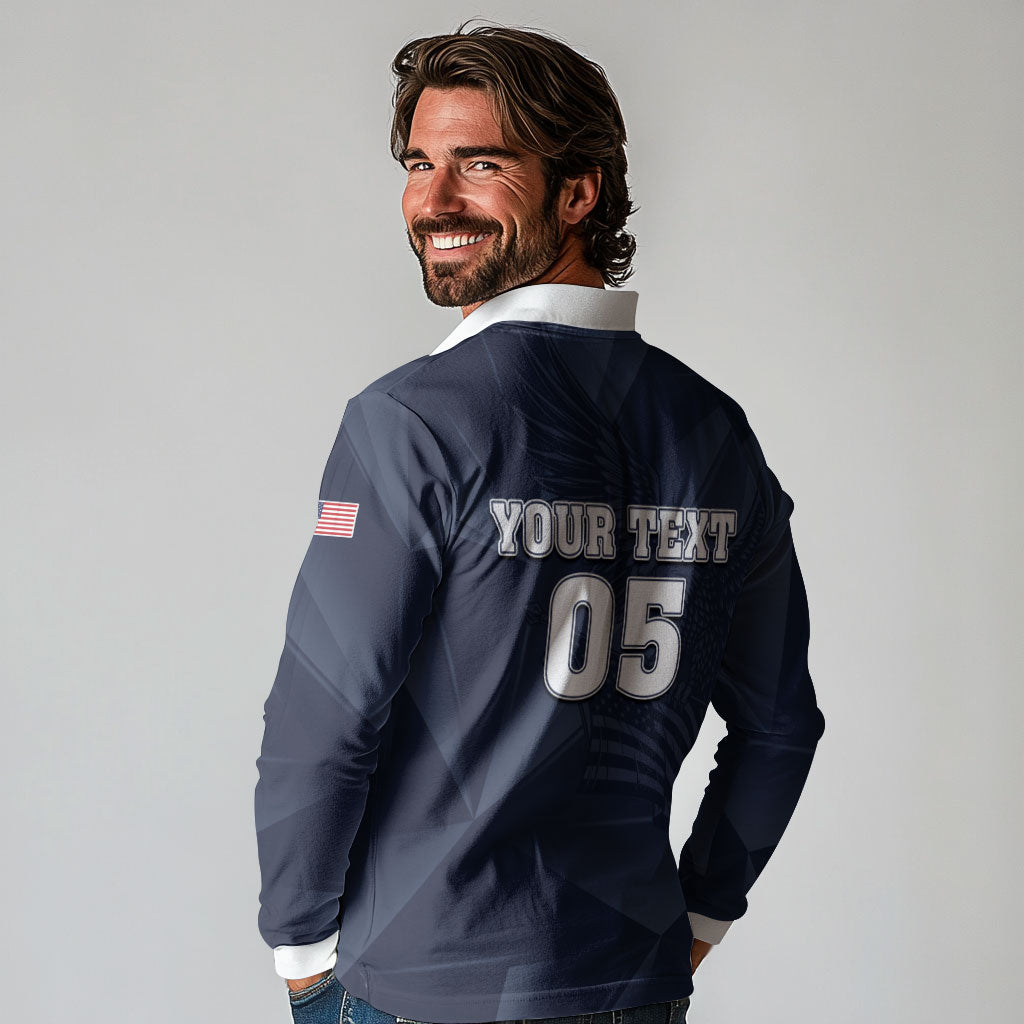 Custom United States Soccer 2026 Long Sleeve Polo Shirt USA Eagle Simple Style