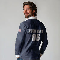 Custom United States Soccer 2026 Long Sleeve Polo Shirt USA Eagle Simple Style