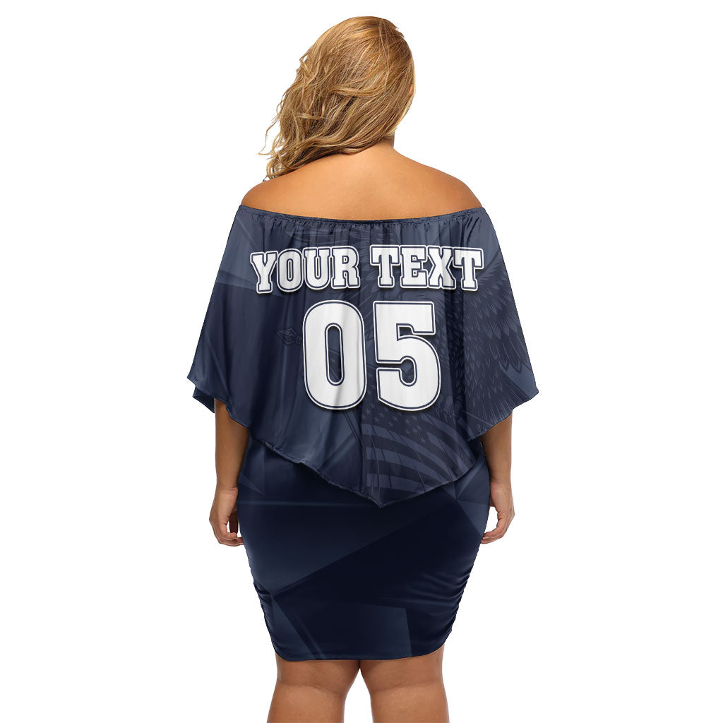 Custom United States Soccer 2026 Off Shoulder Short Dress USA Eagle Simple Style