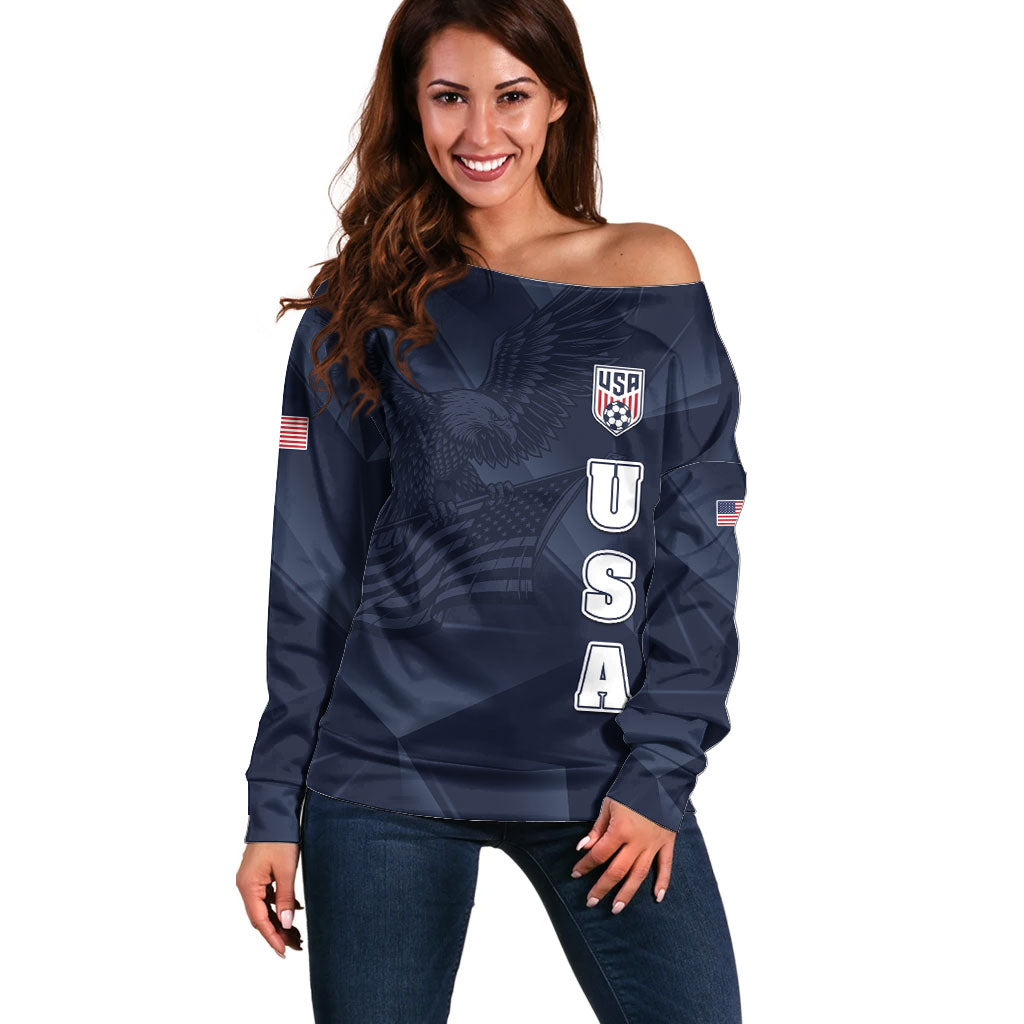 Custom United States Soccer 2026 Off Shoulder Sweater USA Eagle Simple Style