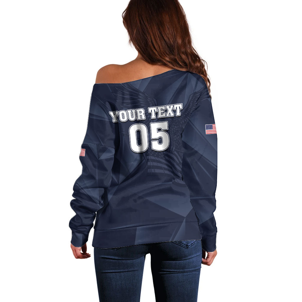 Custom United States Soccer 2026 Off Shoulder Sweater USA Eagle Simple Style