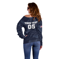 Custom United States Soccer 2026 Off Shoulder Sweater USA Eagle Simple Style