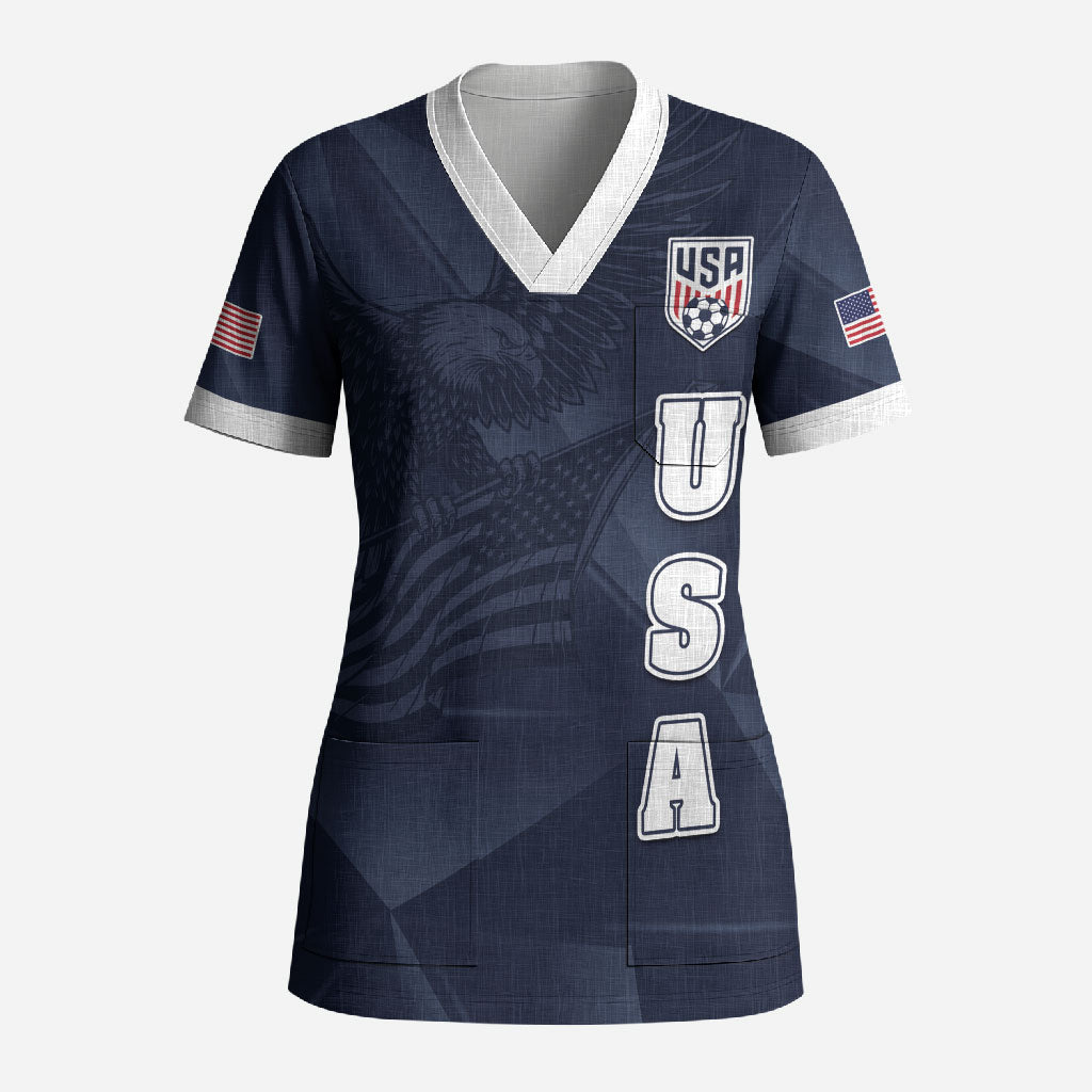 Custom United States Soccer 2026 Scrub Top USA Eagle Simple Style