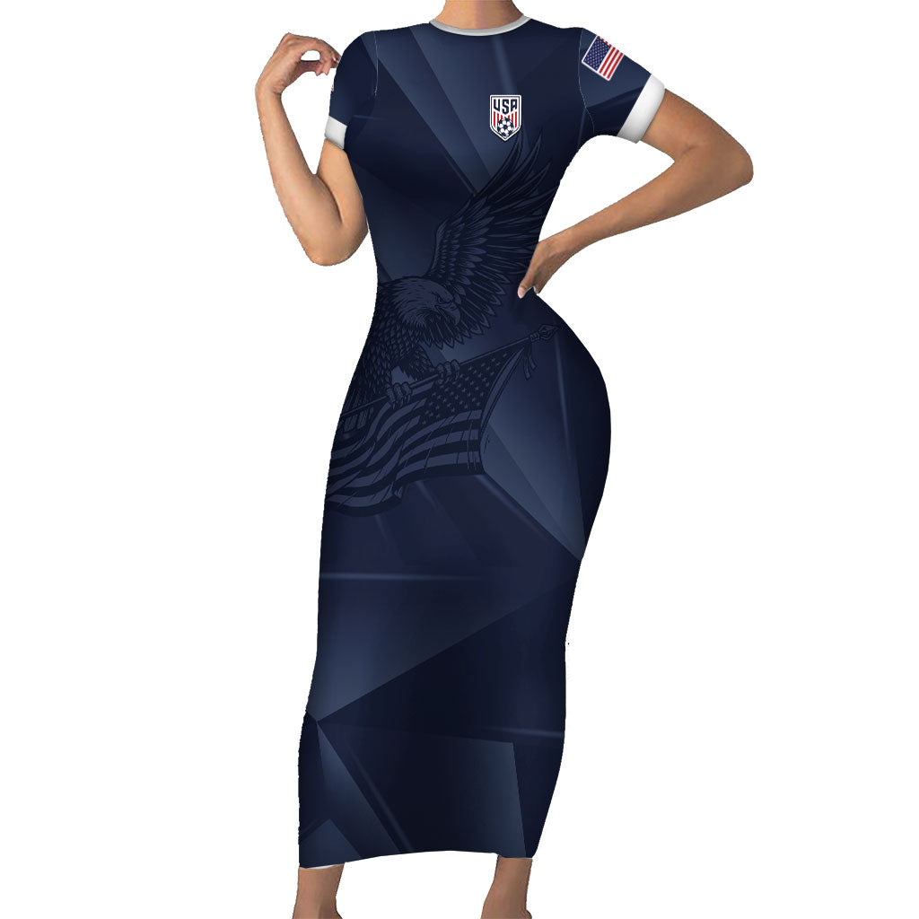 Custom United States Soccer 2026 Short Sleeve Bodycon Dress USA Eagle Simple Style