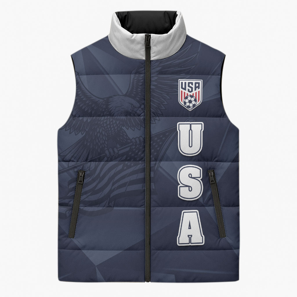 Custom United States Soccer 2026 Sleeveless Puffer Jacket USA Eagle Simple Style