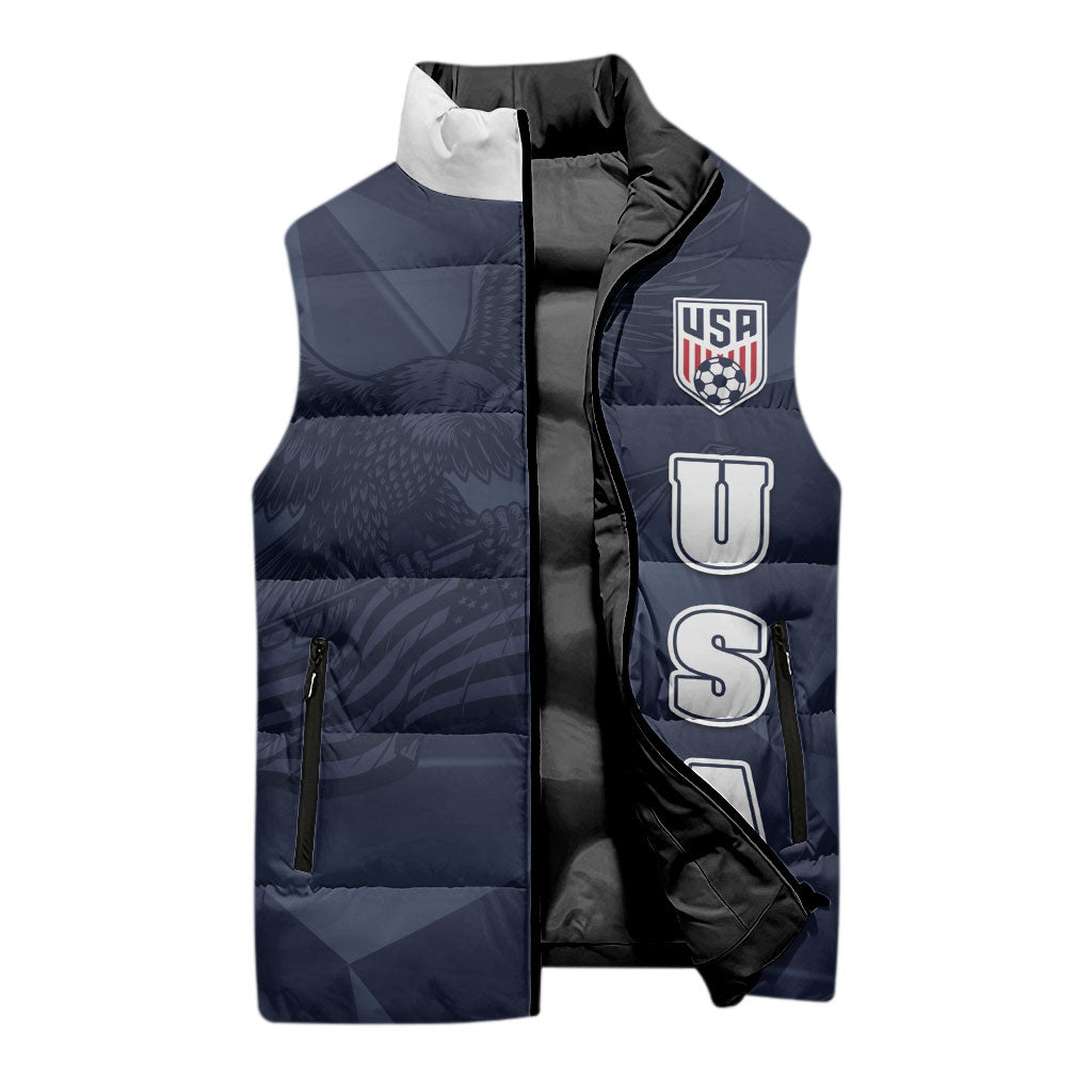 Custom United States Soccer 2026 Sleeveless Puffer Jacket USA Eagle Simple Style