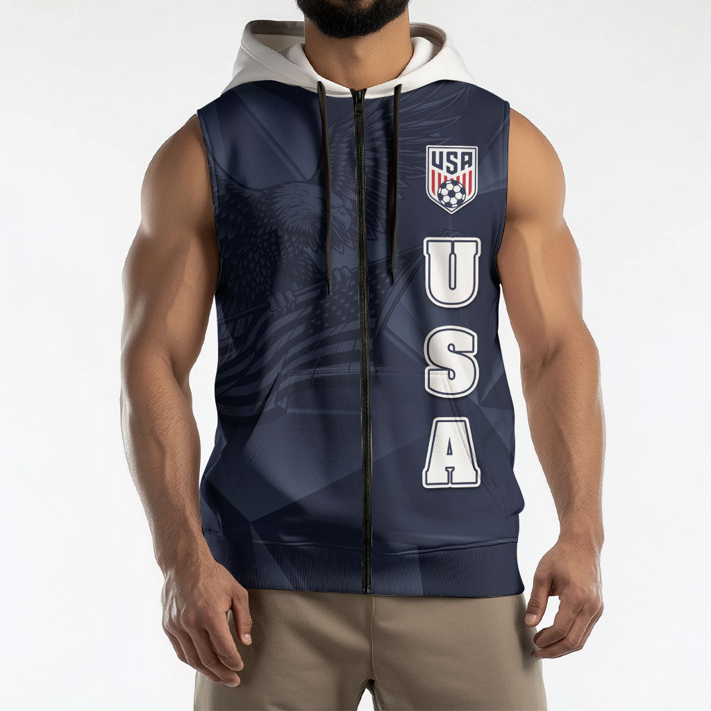 Custom United States Soccer 2026 Sleeveless Zip Hoodie USA Eagle Simple Style
