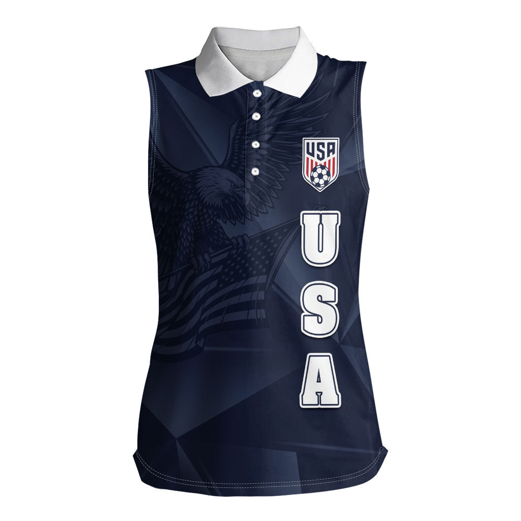 Custom United States Soccer 2026 Women Sleeveless Polo Shirt USA Eagle Simple Style