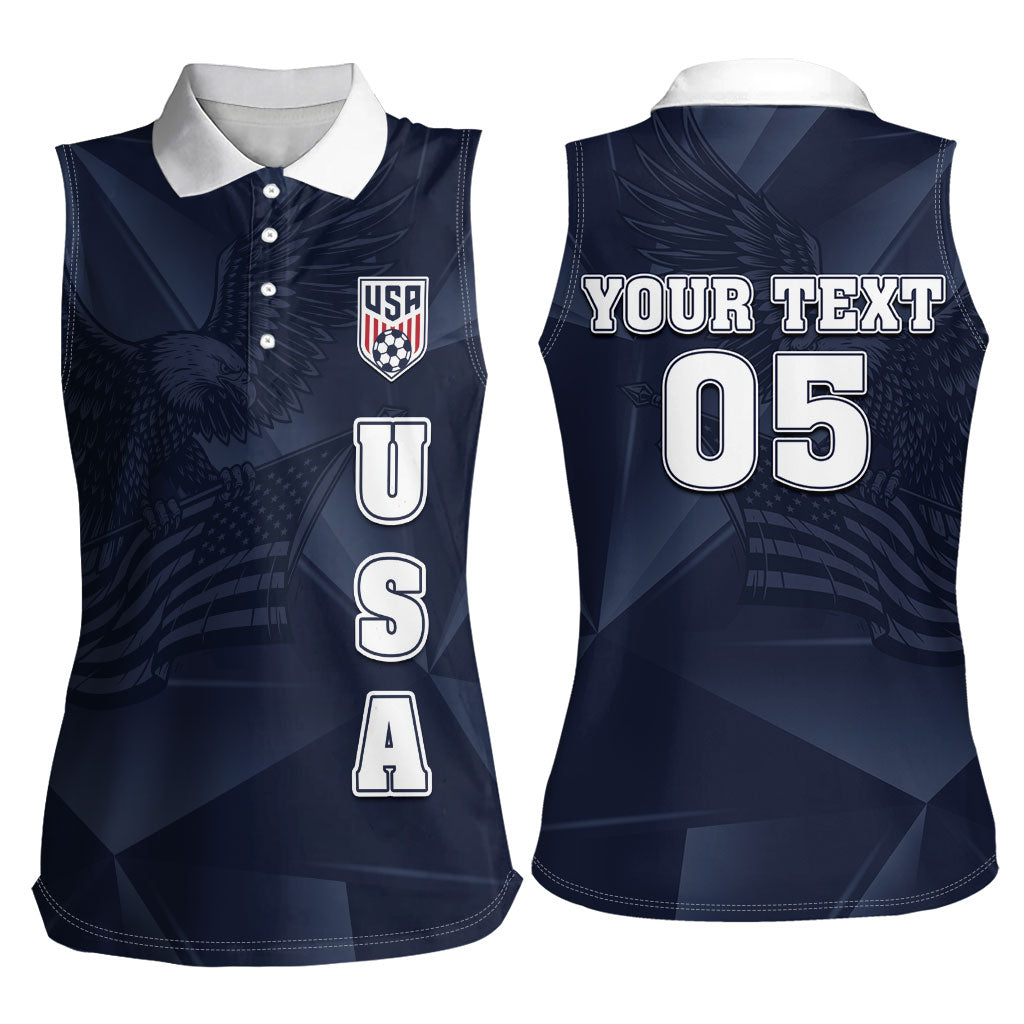 Custom United States Soccer 2026 Women Sleeveless Polo Shirt USA Eagle Simple Style
