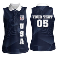 Custom United States Soccer 2026 Women Sleeveless Polo Shirt USA Eagle Simple Style
