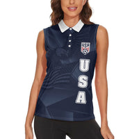 Custom United States Soccer 2026 Women Sleeveless Polo Shirt USA Eagle Simple Style