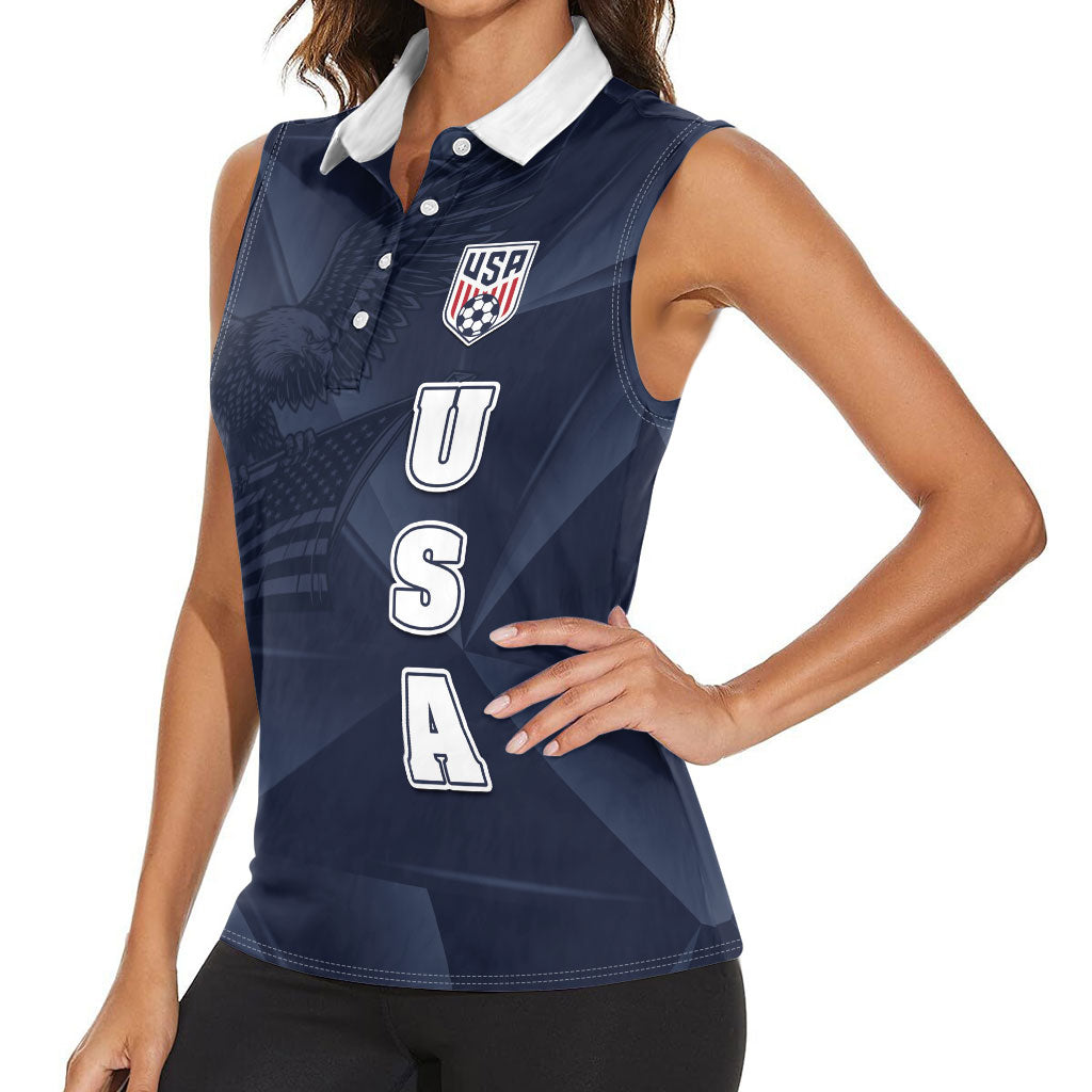 Custom United States Soccer 2026 Women Sleeveless Polo Shirt USA Eagle Simple Style