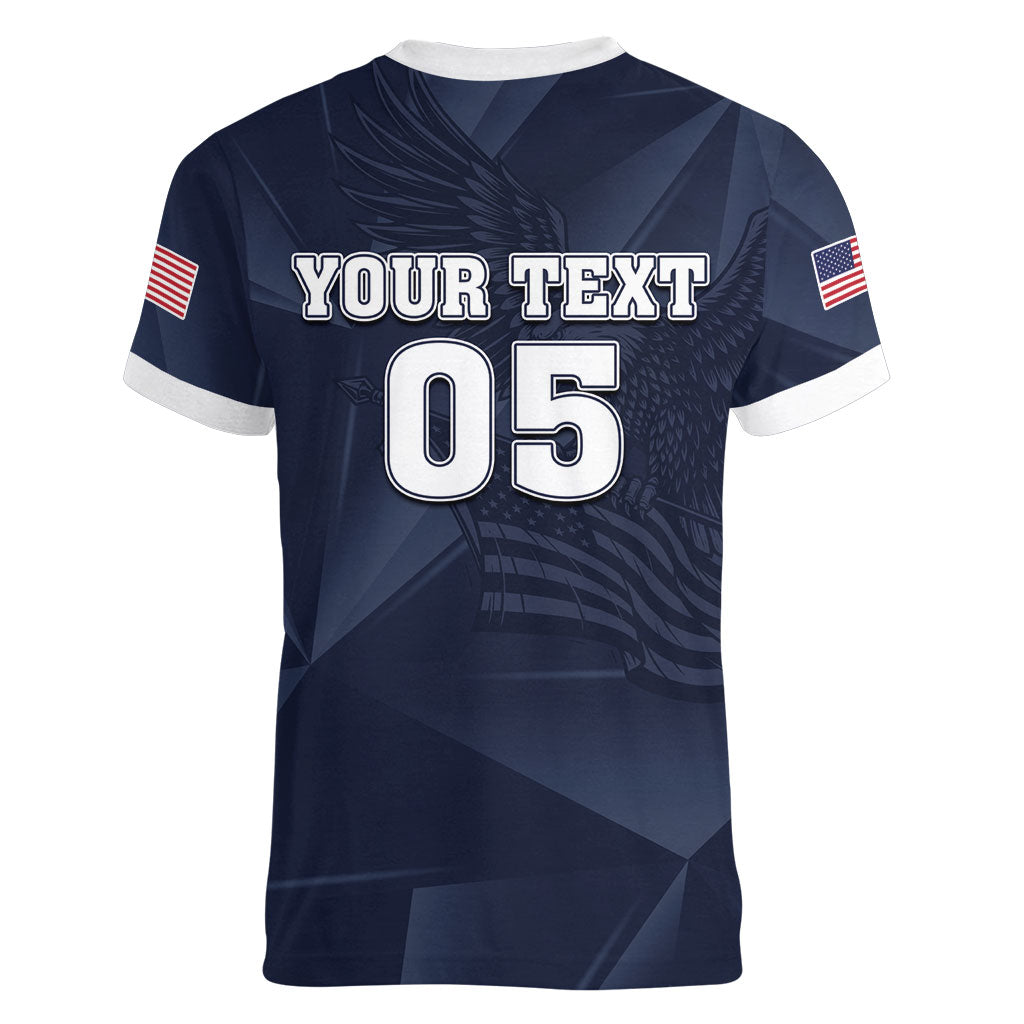 Custom United States Soccer 2026 Women V-Neck T-Shirt USA Eagle Simple Style