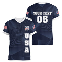 Custom United States Soccer 2026 Women V-Neck T-Shirt USA Eagle Simple Style