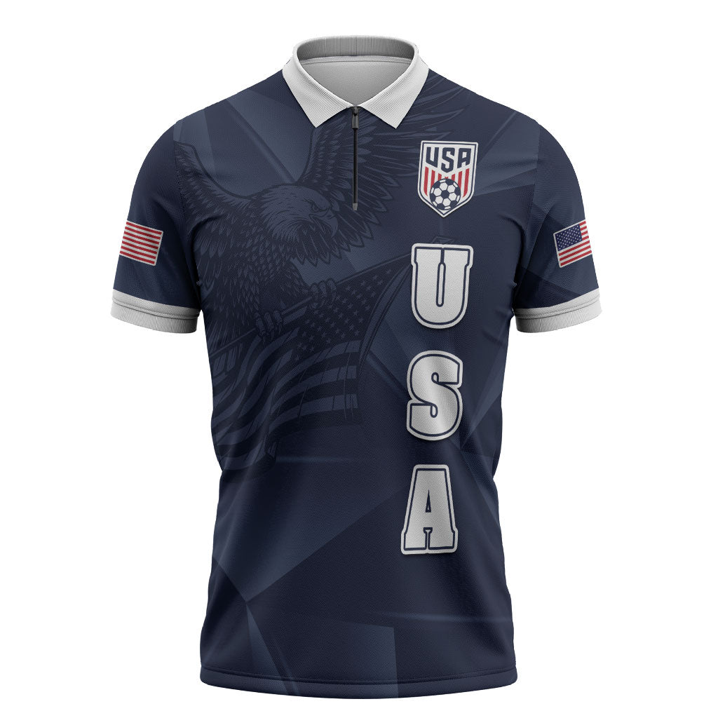 Custom United States Soccer 2026 Zipper Polo Shirt USA Eagle Simple Style