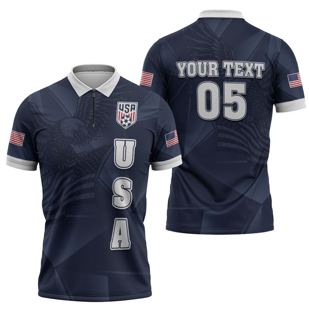 Custom United States Soccer 2026 Zipper Polo Shirt USA Eagle Simple Style