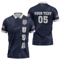 Custom United States Soccer 2026 Zipper Polo Shirt USA Eagle Simple Style