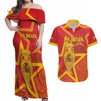Custom Spain 2024 Football Couples Matching Off Shoulder Maxi Dress and Hawaiian Shirt La Roja Reigns Supreme LT05 - Wonder Print Shop