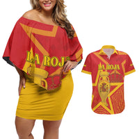 Custom Spain 2024 Football Couples Matching Off Shoulder Short Dress and Hawaiian Shirt La Roja Reigns Supreme LT05 - Wonder Print Shop
