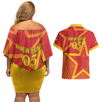 Custom Spain 2024 Football Couples Matching Off Shoulder Short Dress and Hawaiian Shirt La Roja Reigns Supreme LT05 - Wonder Print Shop