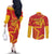 Custom Spain 2024 Football Couples Matching Off The Shoulder Long Sleeve Dress and Long Sleeve Button Shirt La Roja Reigns Supreme